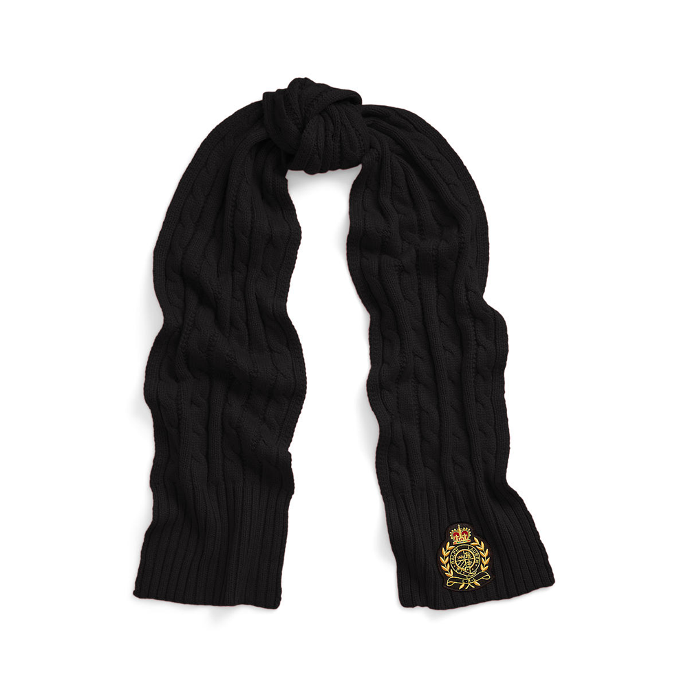 Lauren Ralph Lauren Crest-Patch Cable-Knit Scarf